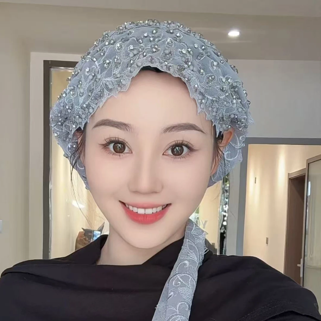 浅灰重工披肩宽帽子