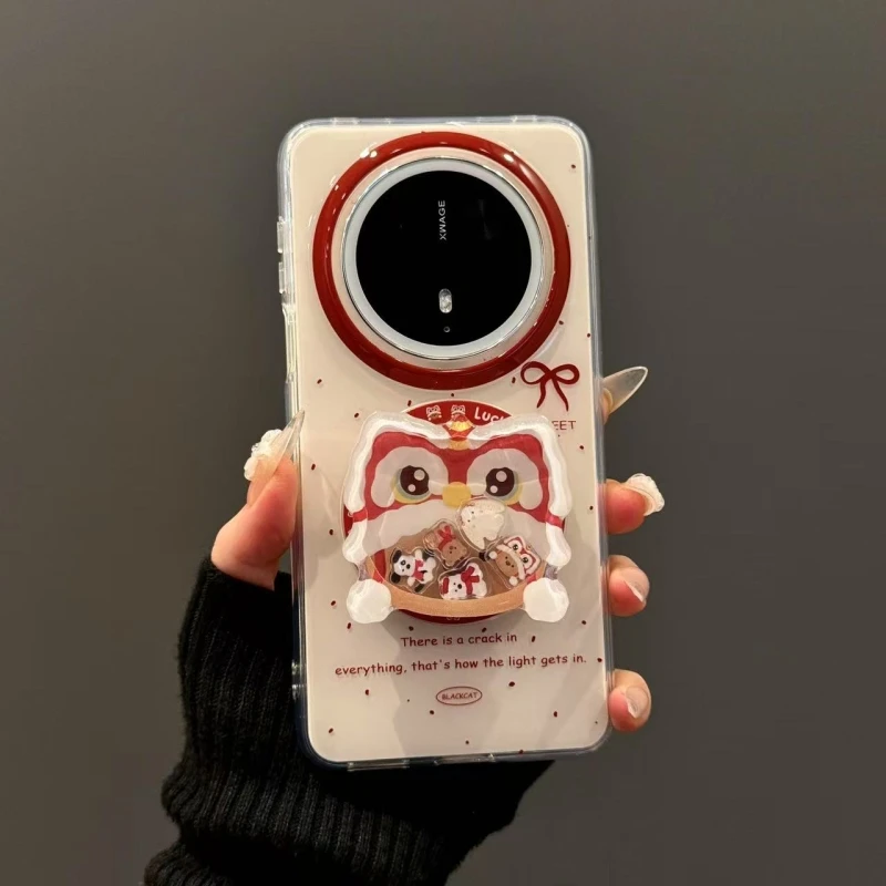 新年舞狮摇摇乐磁吸支架用华为mate70pro新款Pura70手机壳mate60