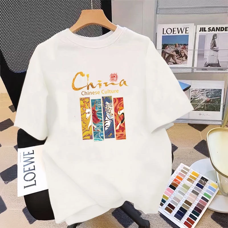 四宫格2025年新款男女同款情侣夏季棉T恤夏季宽松百搭圆领短袖