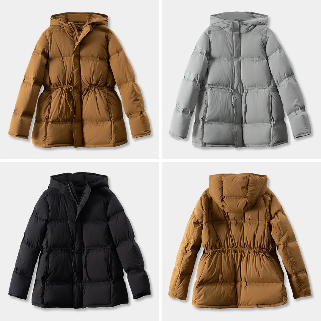 春天家 1件过冬！法柜高品质90白鸭绒收腰连帽女82F6