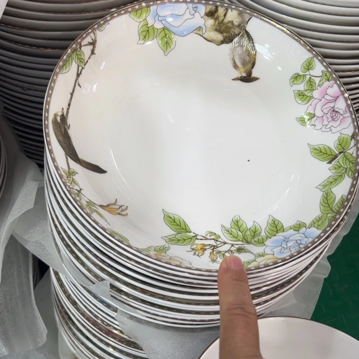 瓷片琴瑟和鸣八寸深盘四个
