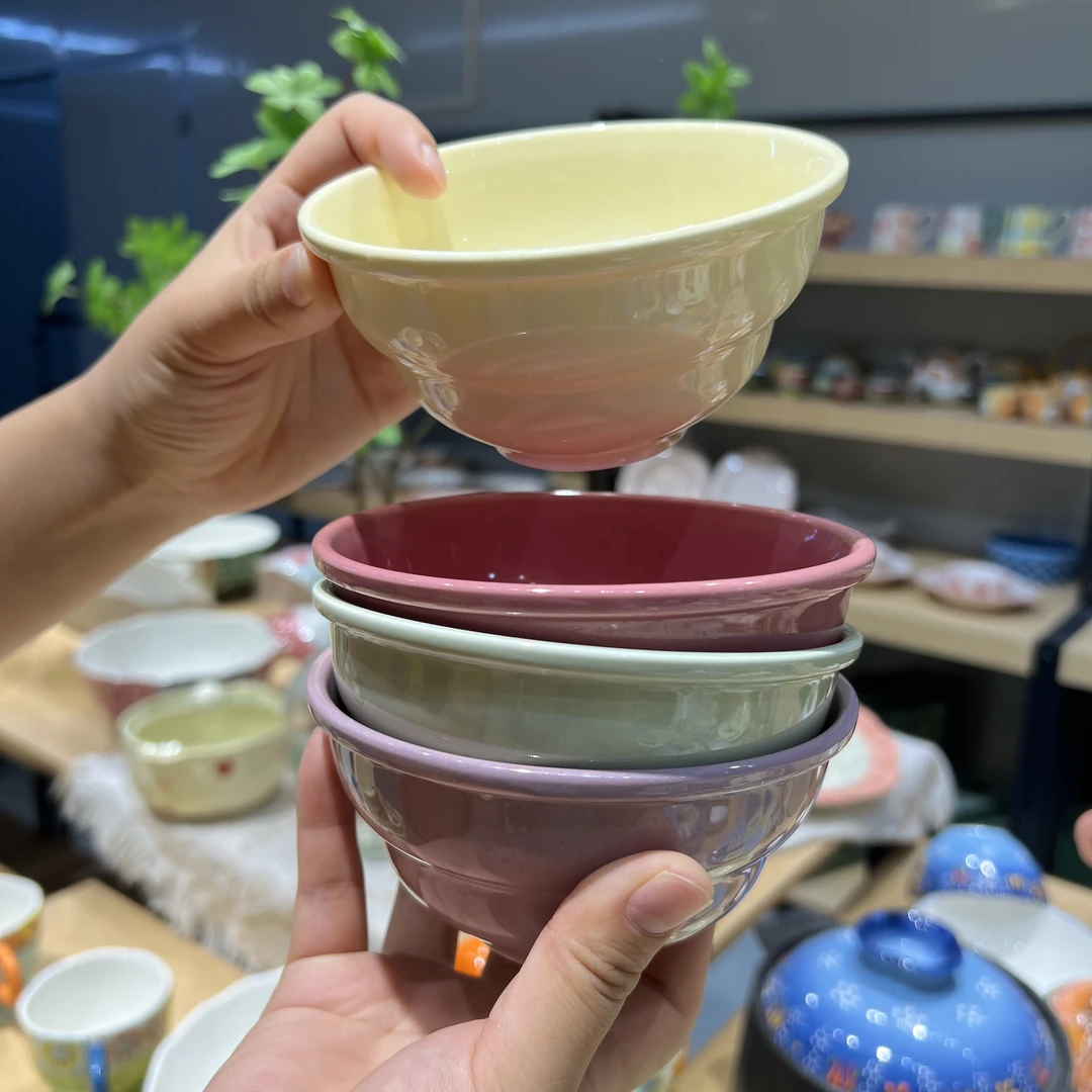 【4碗】5英寸葫芦碗奶油风陶瓷家用装汤碗学生可爱餐具组合