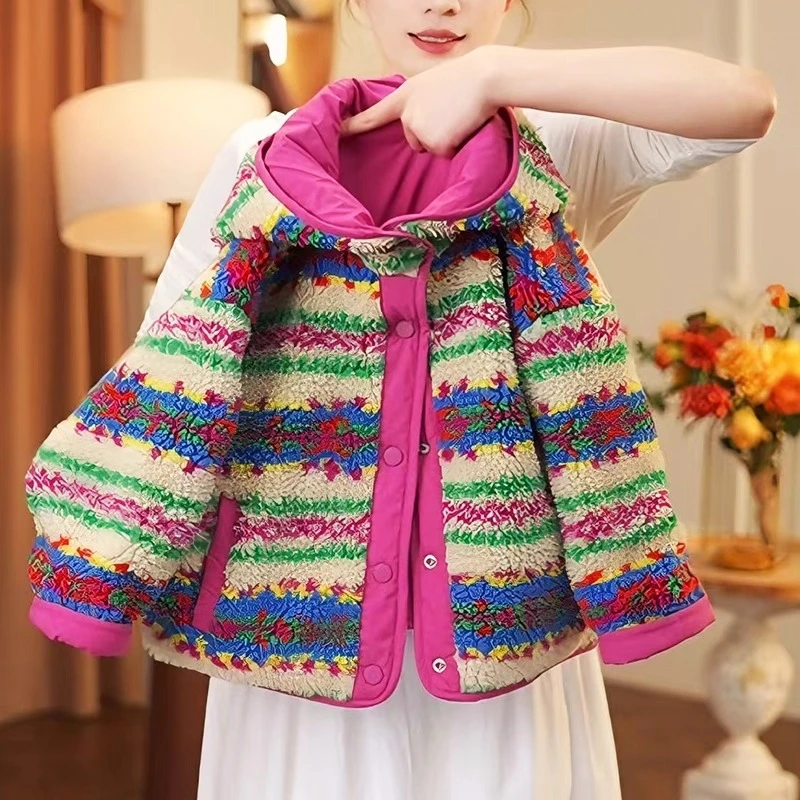 女童连帽外套加厚秋冬装2025新款儿童洋气毛毛衣中大童两面穿衣服