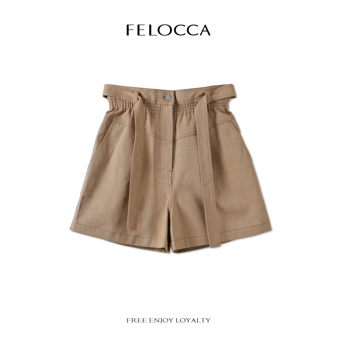 【FELOCCA】 时尚气质设计感人字纹休闲A摆短裤 CC2232