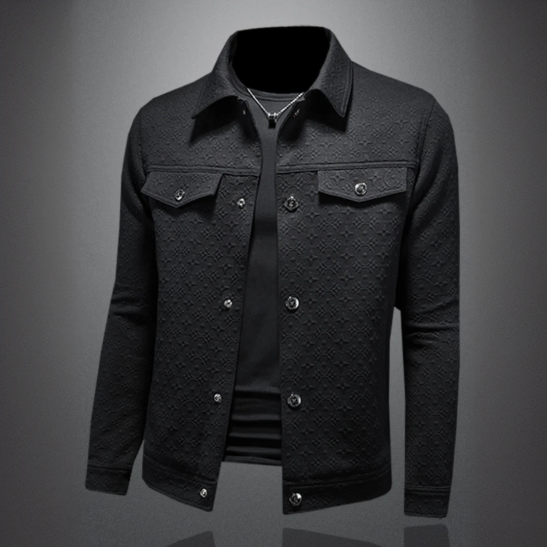 巴康波劳秋季新款提花翻领夹克休闲外套男士欧洲站修身男装潮时尚