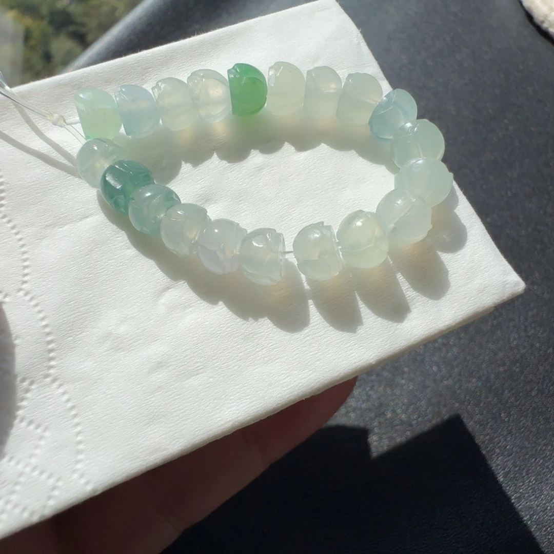 定制翡翠未镶嵌冰种莲花珠20颗