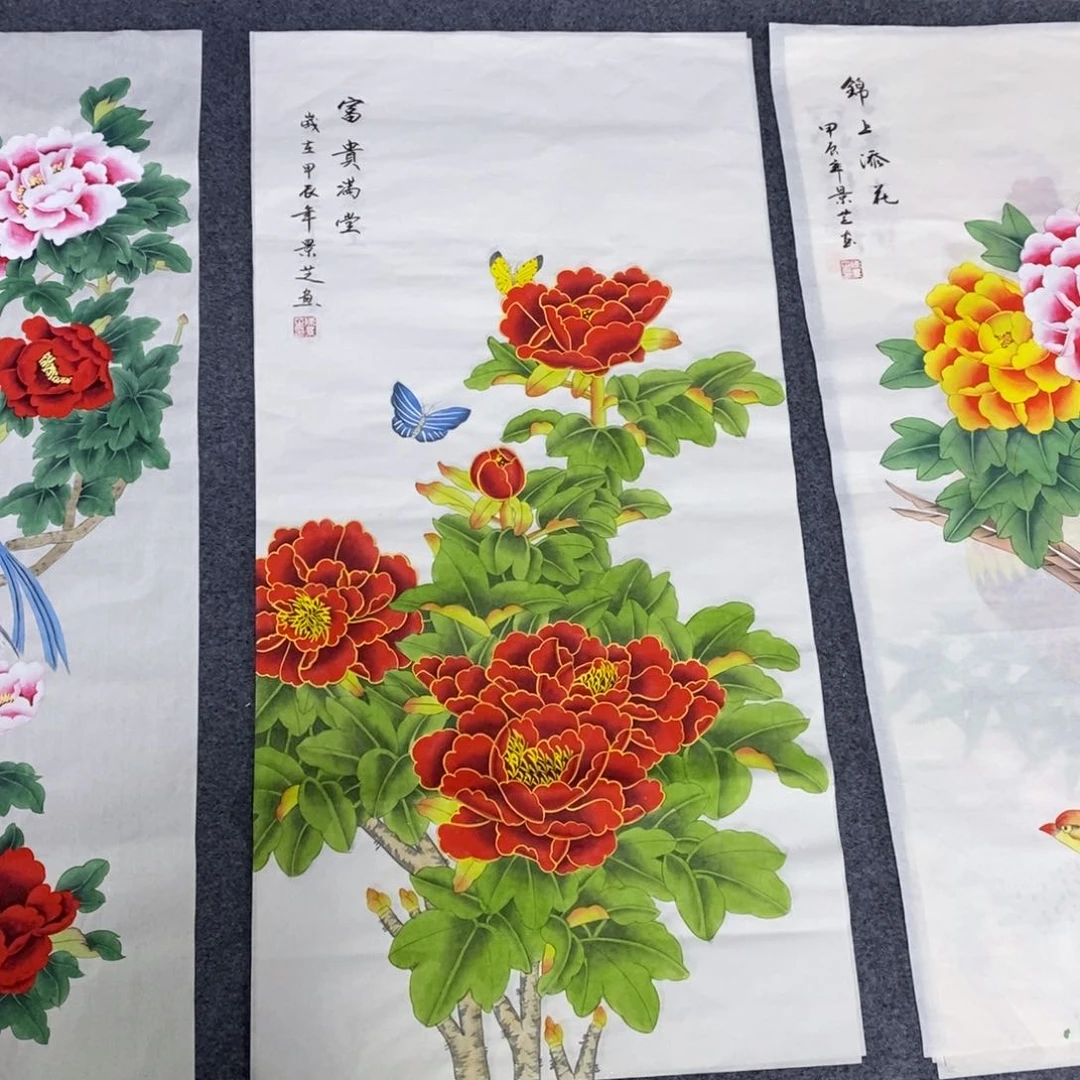 国画尺寸100✖️50三尺工笔手绘国画