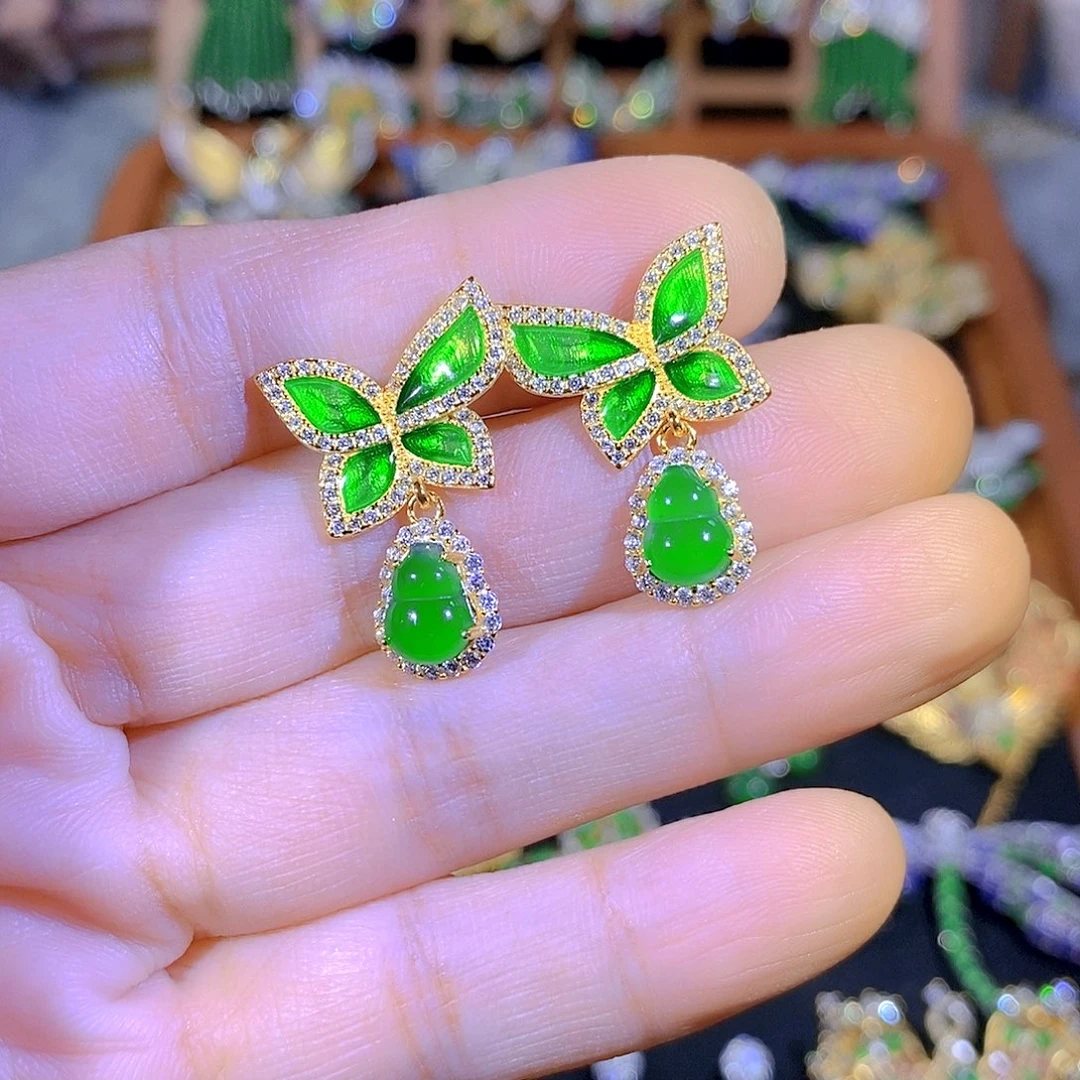 吊坠(不含链)银S925镶嵌翡翠