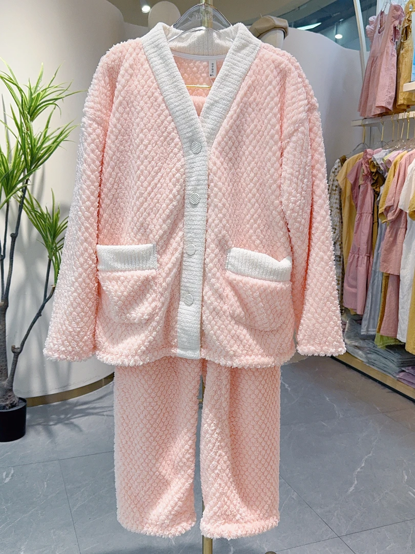 女士秋冬珊瑚绒可爱甜美保暖卡通公主睡衣套装