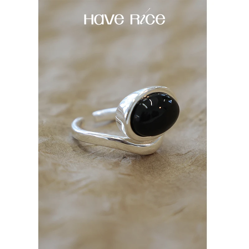 【极简黑银戒指】HAVERICE潮流S925银戒指简约银饰配饰