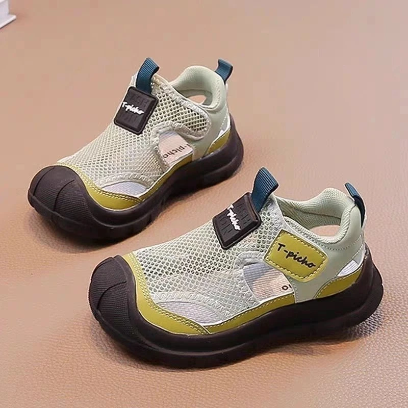 品牌男童凉鞋包头夏季2025新款儿童透气运动鞋女童网面软底单网鞋