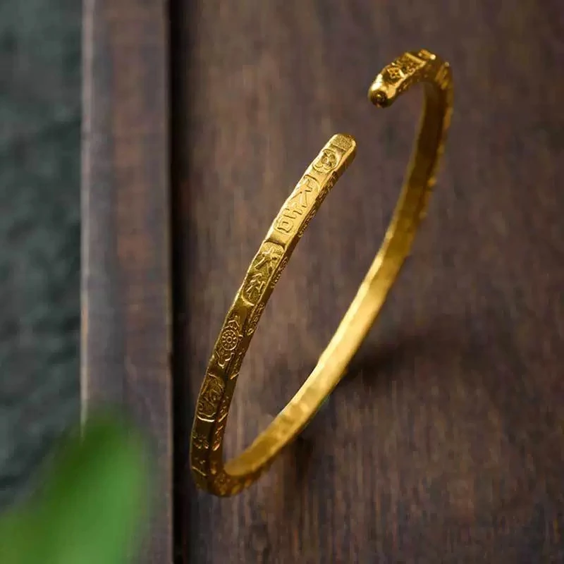 铜合金手镯 吉言细款气质轻奢女款小众时尚百搭简约开口手镯