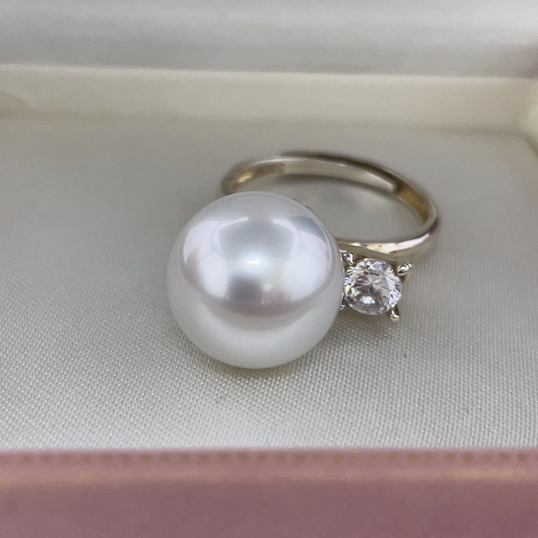 海水珍珠12-13澳白裸珠正圆极光微瑕未镶嵌