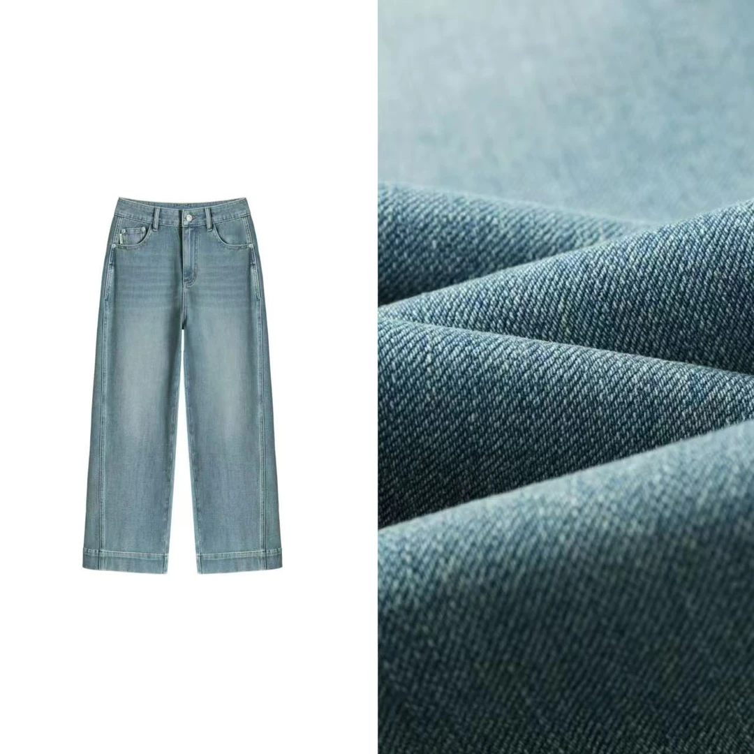 【丹麦裤】2025新款水洗蓝色百塔直筒九分牛仔裤