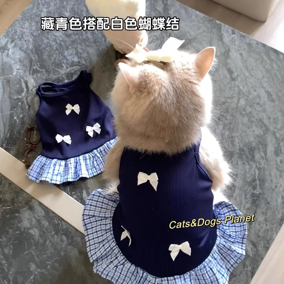 夏季猫咪狗狗吊带裙子春秋薄款韩版ins衣服小型幼犬泰迪比熊博美