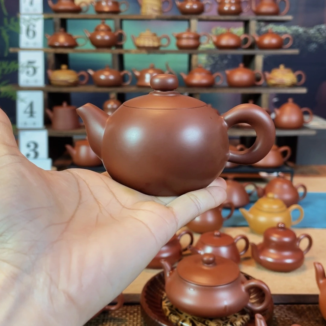 茶壶紫砂创****课潮州手工手拉朱泥贵妃壶