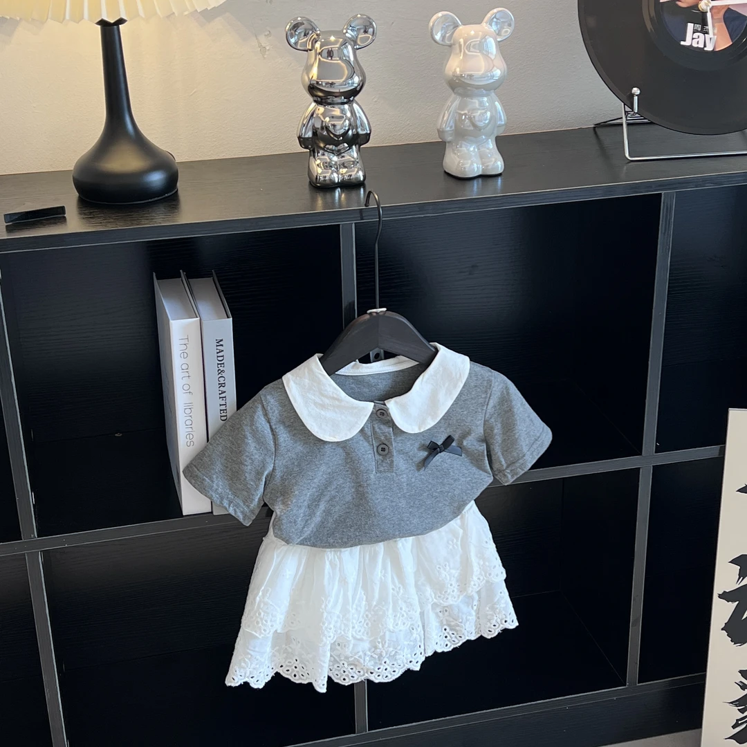 2025女童套装学院风两件套娃娃领