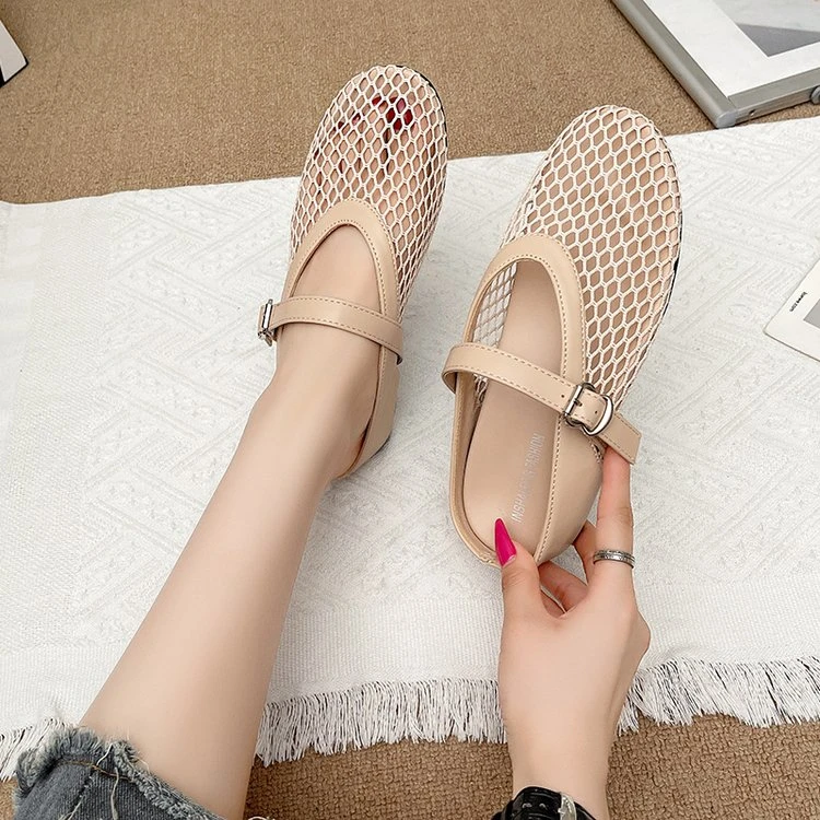 镂空包头凉拖鞋女夏外穿平底半托鞋高级感透气洞洞鞋百搭软底