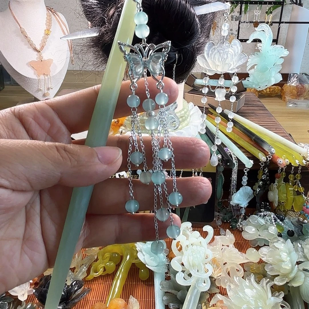 蛇纹石玉合金发饰