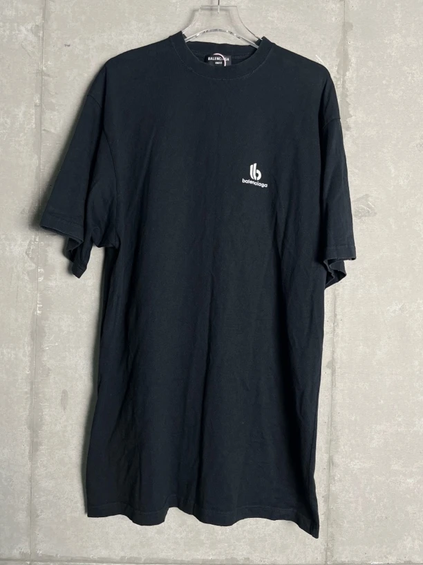 未使用 Balenciaga/巴黎世家 4*1/胸口Logo刺绣破坏短袖/07440