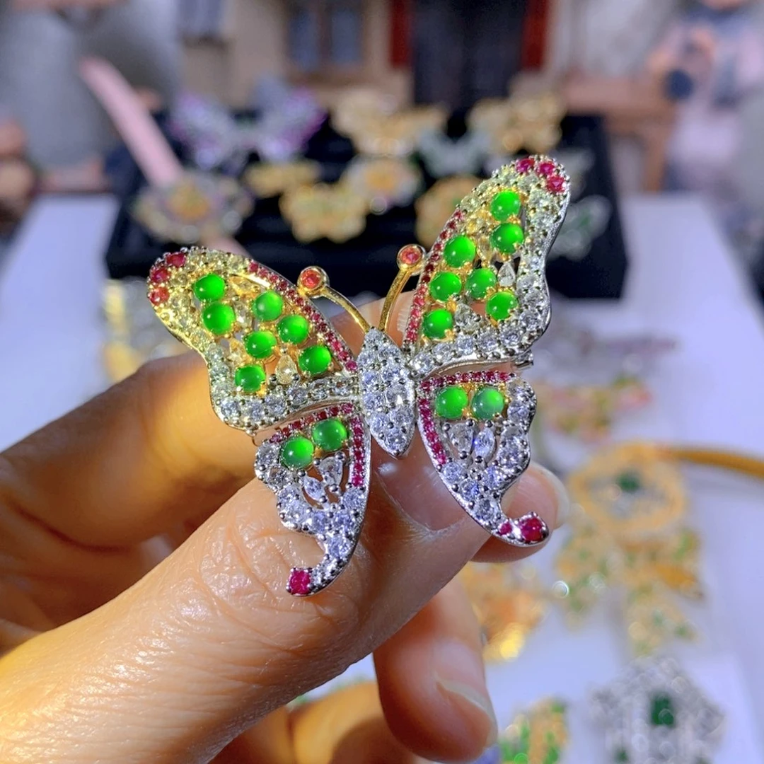 颈饰银S925镶嵌翡翠