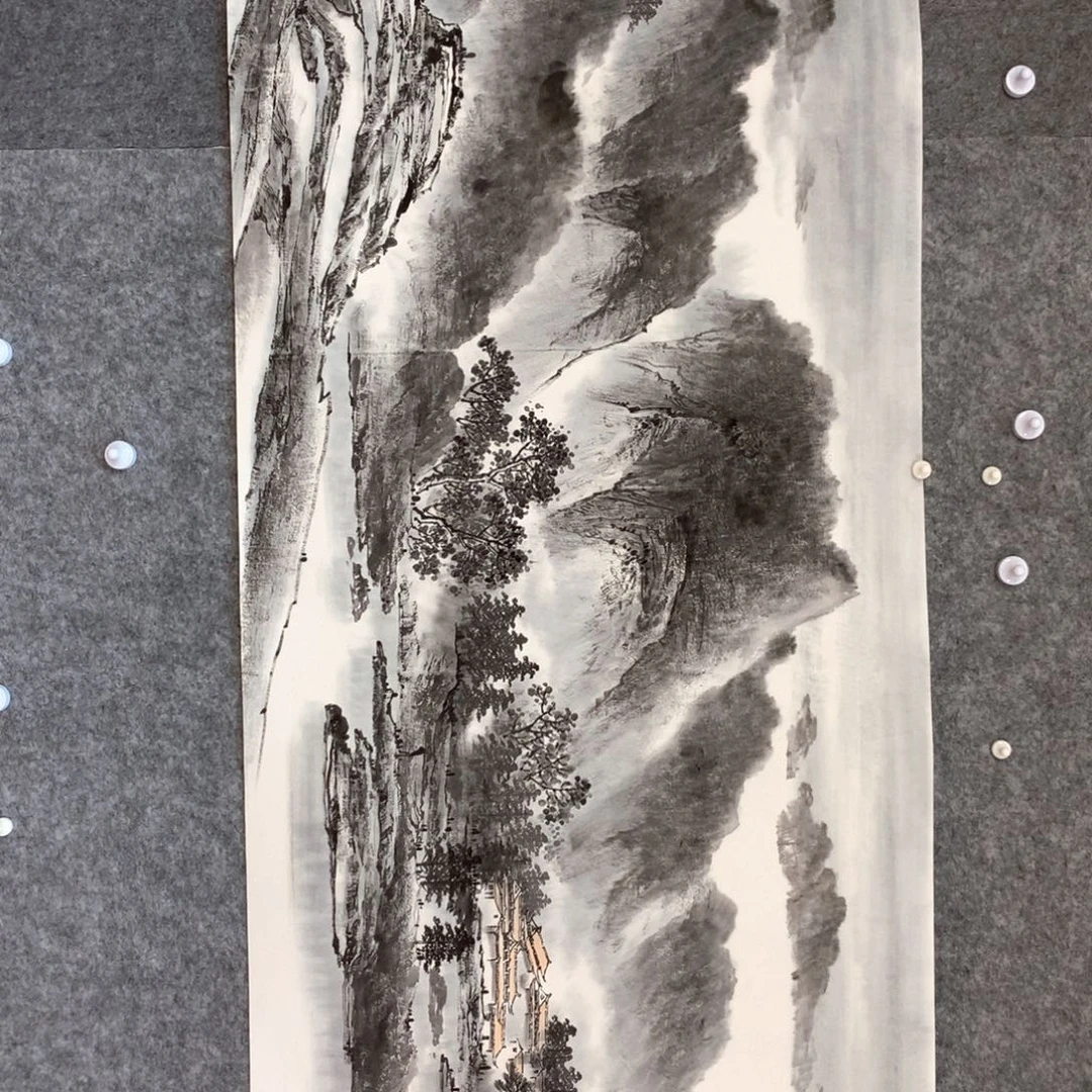 心***远国画山水作品写意