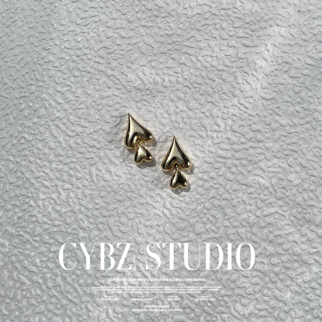 925银耳饰 Cy>>S925银爱心吊坠耳环甜美耳钉灵动高级圆脸显瘦气质