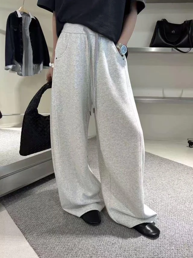 米古古 13C # 3690-福 抽绳百搭垂感宽松阔腿裤（M：腰围64裤长102）