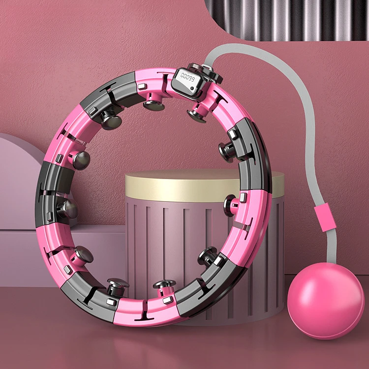 智能静音拼接女用加重健身神器可计数呼啦圈搭配运动小哑铃按摩器