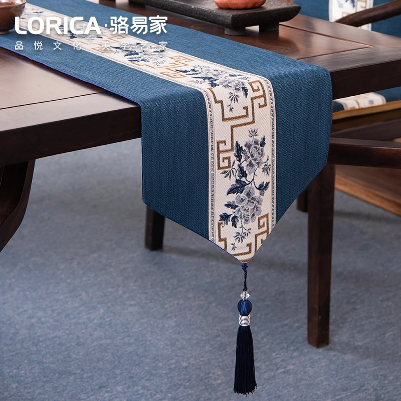 骆易家【国色芳华】桌旗结婚防水茶台茶几茶桌垫布桌旗茶桌专用