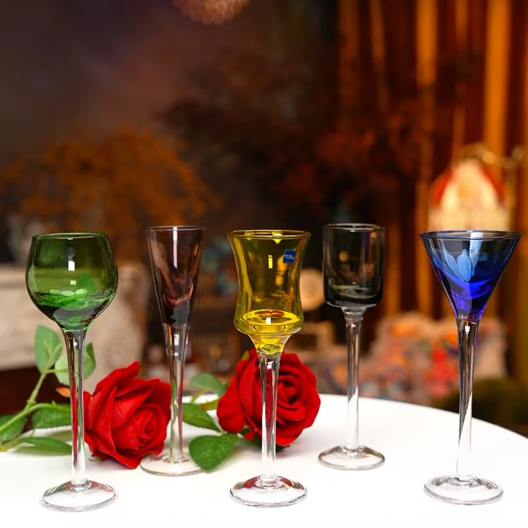 欧式高档多款彩色水晶玻璃中古酒杯鸡尾酒杯香槟红酒杯高颜值好看