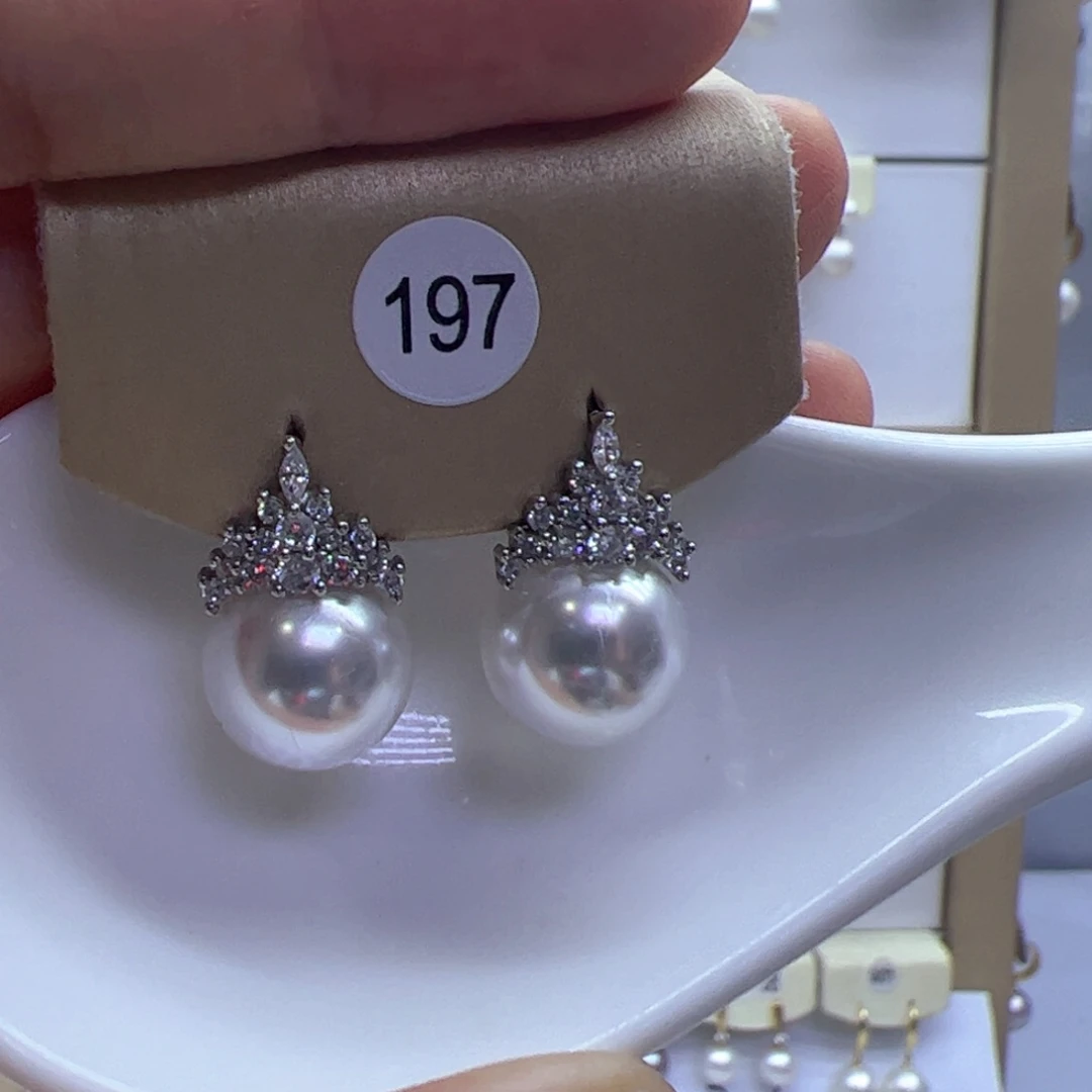银S925镶嵌淡水珍珠耳饰