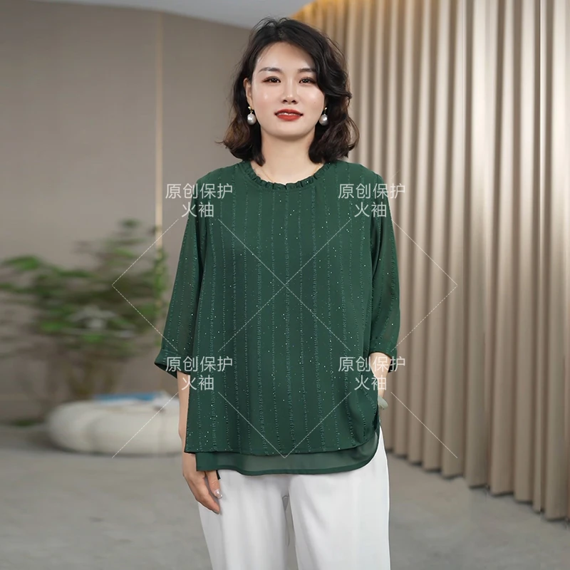 火袖G037中年女士高端大气上档次上衣2025早春新款宽松显瘦小衫女