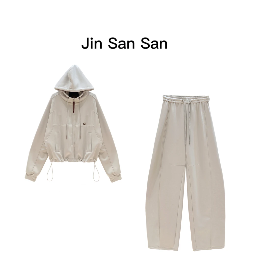 金三三【一叶知秋】2025早秋新款时尚休闲气质外套+裤子套装H5112