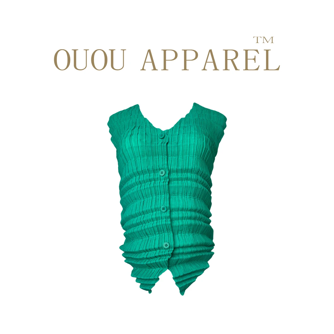 OUOU轻奢服装高端褶皱纯色压褶设计款马甲M2131