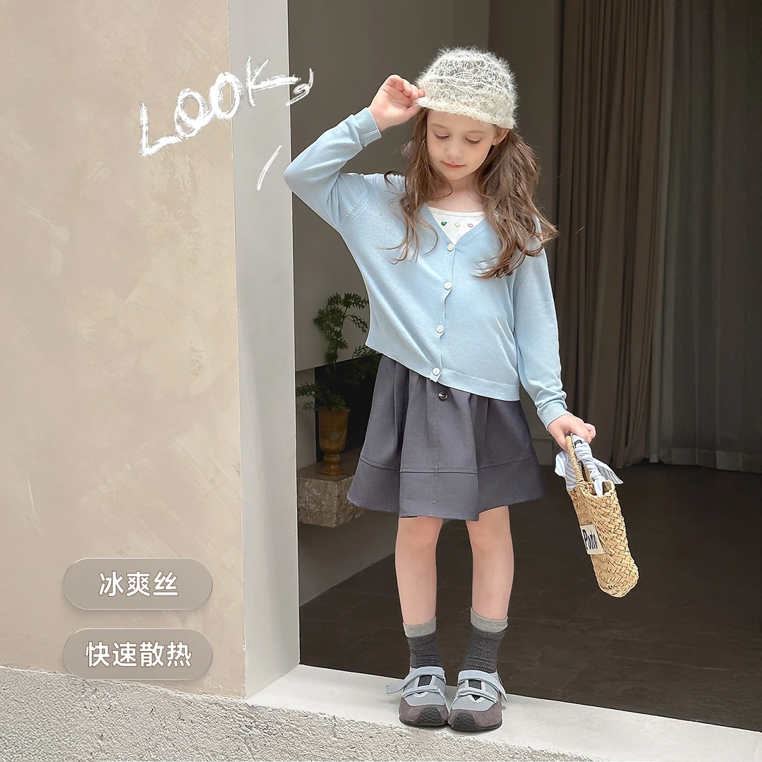 【小苍兰】蓝小爸童装女童亲子超薄开衫夏季新款宝宝防晒外套