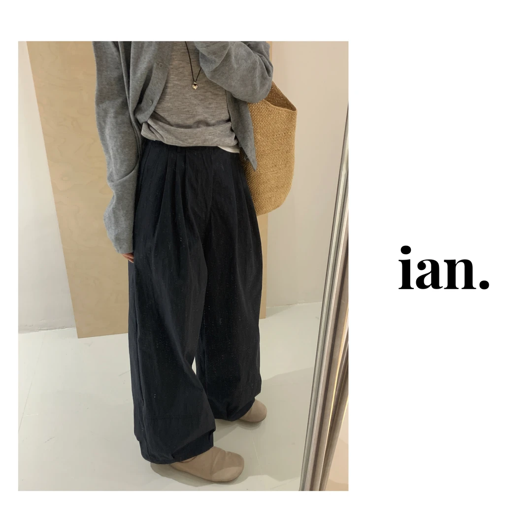 【ian】 「棉感氧气裤」半松紧阔腿休闲裤