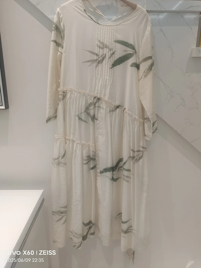 182275国风高定枯木竹叶花气质显瘦连衣