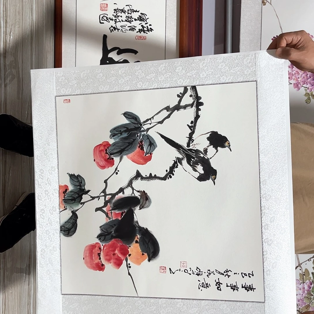 国画书画作品带框63×63