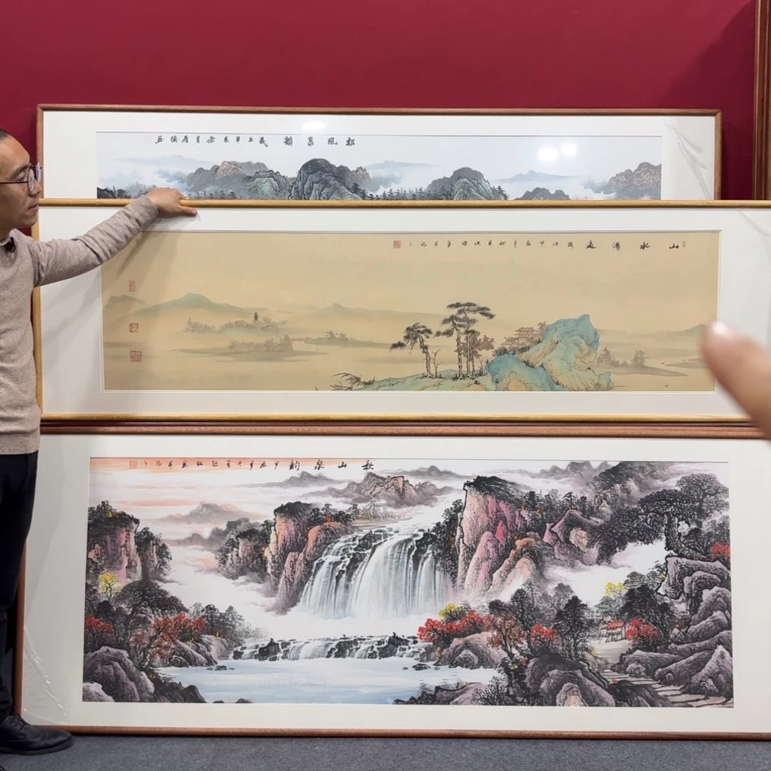 国画手绘作品带框