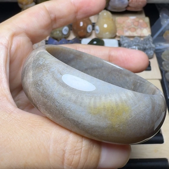未镶嵌53.5宽 灰黑鱼子硅化玉