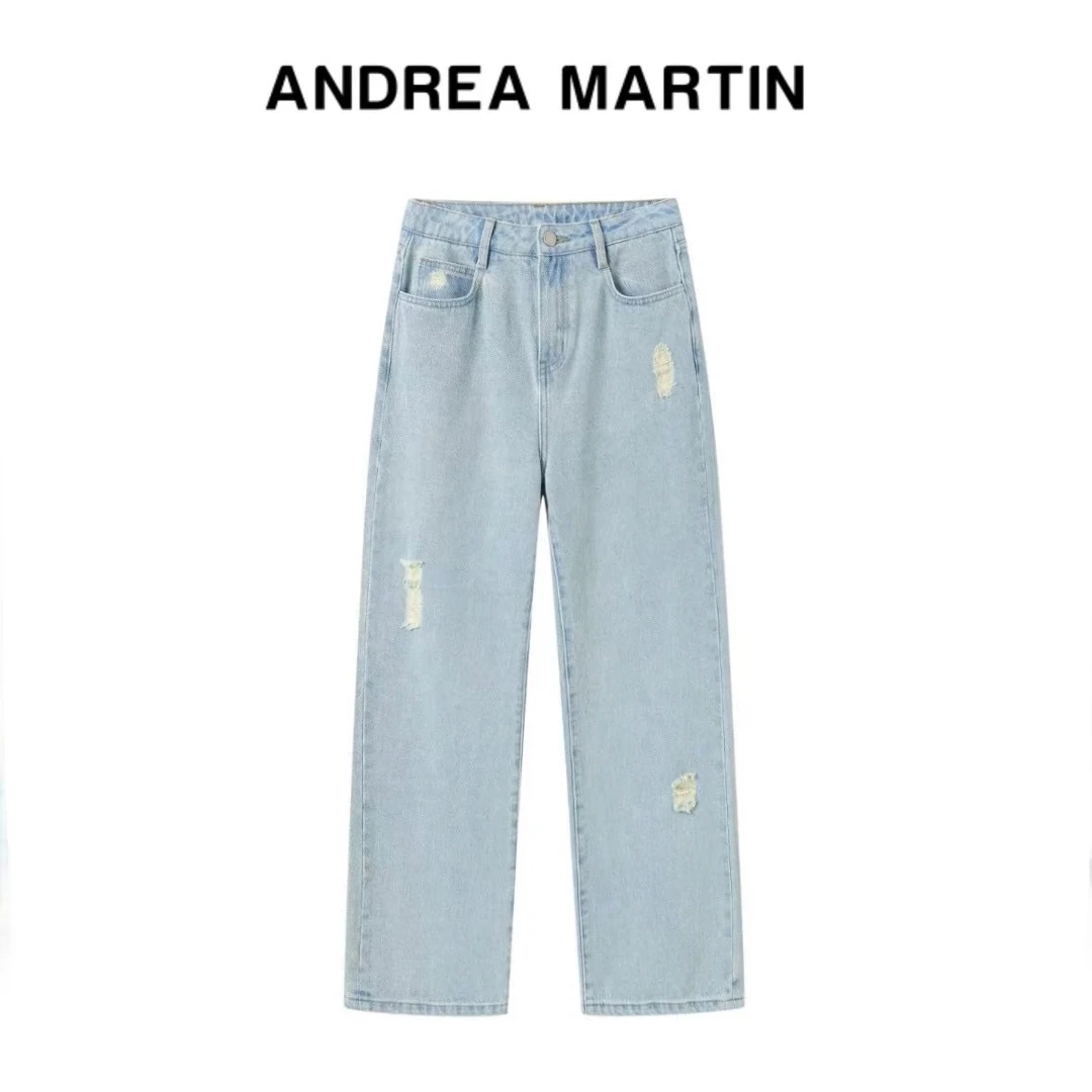 Andrea Martin 浅蓝色破洞牛仔裤