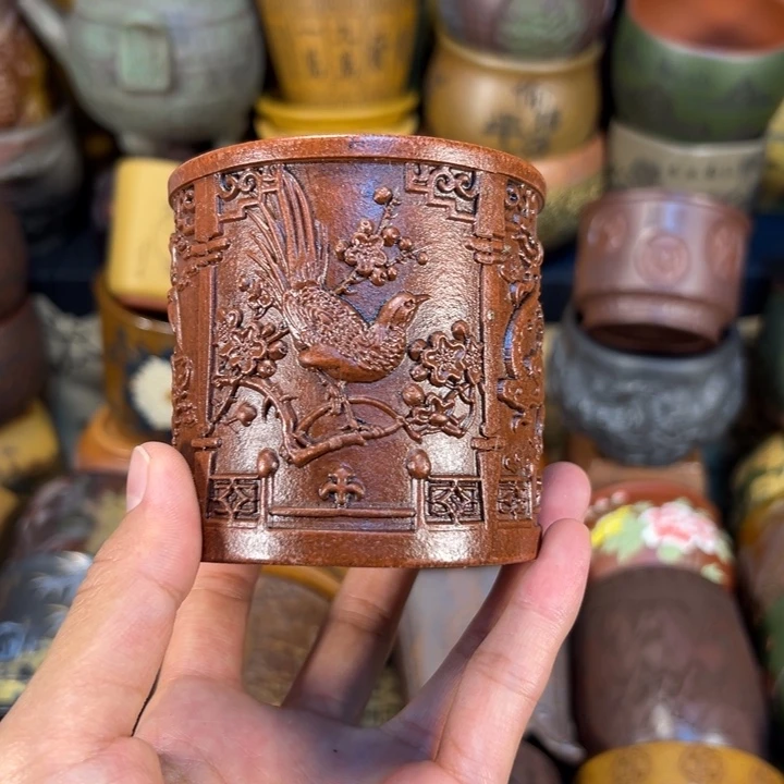 紫砂茶杯宜兴紫杯子