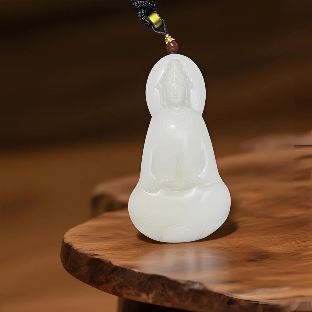 一级白立体素衣观音挂件