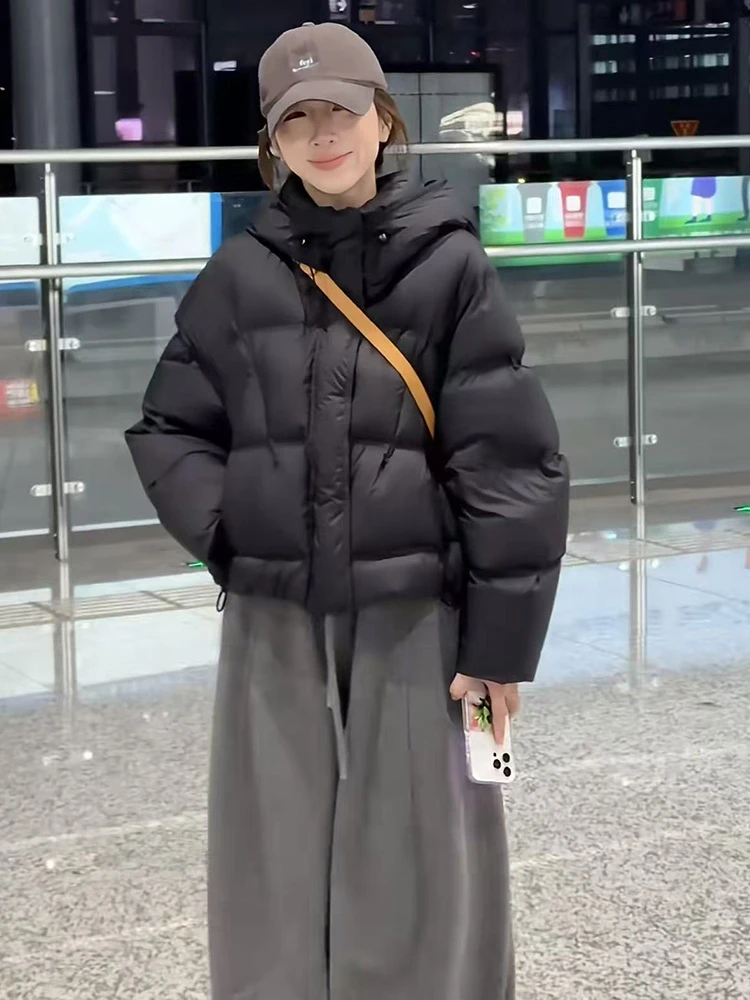 2025冬季新款白鸭绒抗寒显瘦保暖小个子韩系简约连帽短款羽绒服女