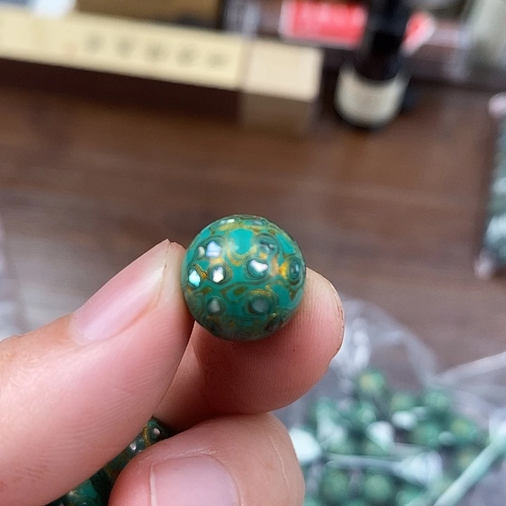 大漆工艺品散珠1.2孔雀蓝