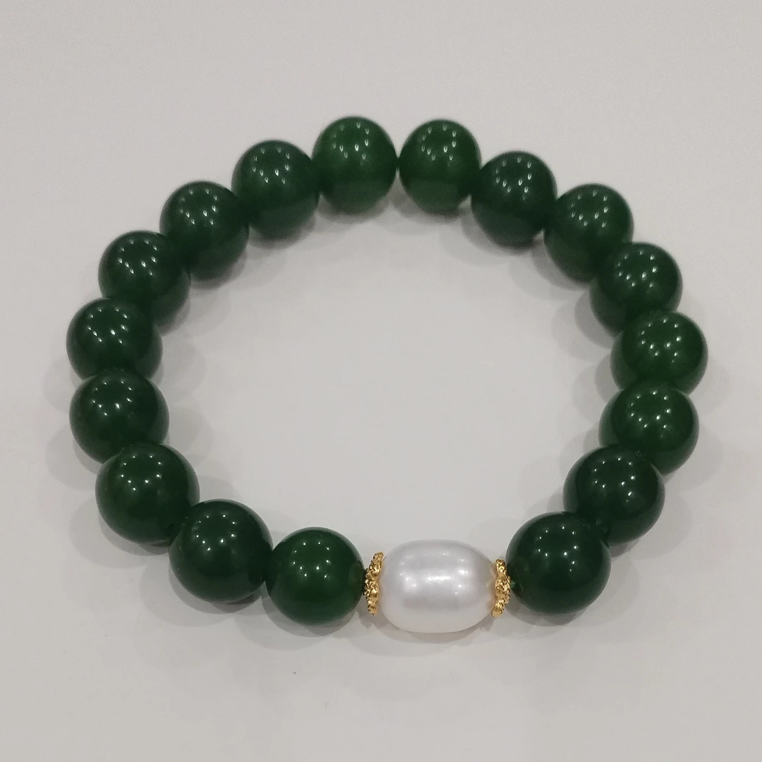 天然卡10和田玉配天然淡水珍珠时尚手链110