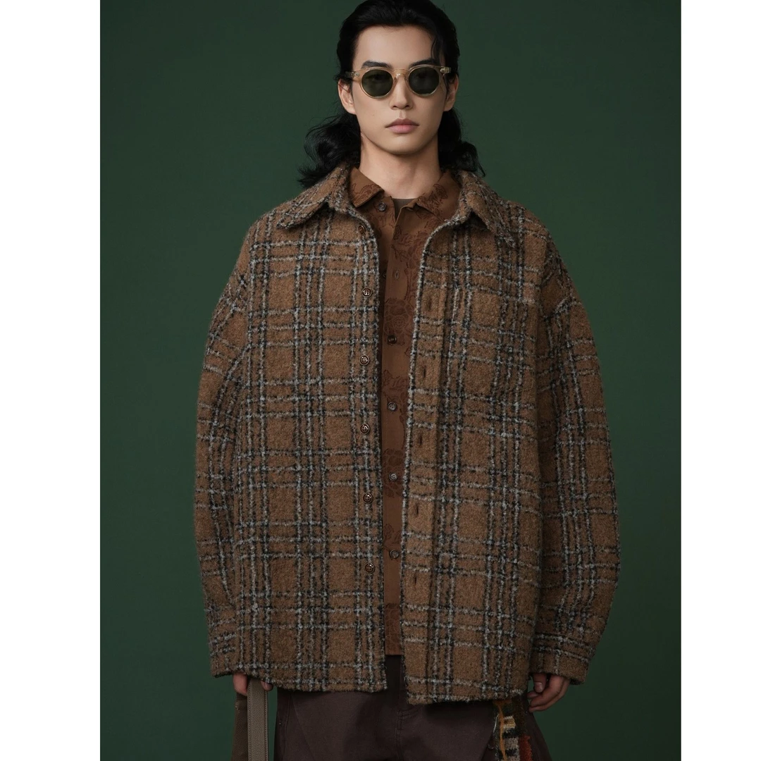 羊毛外套 宽松休闲呢子外套男 7561