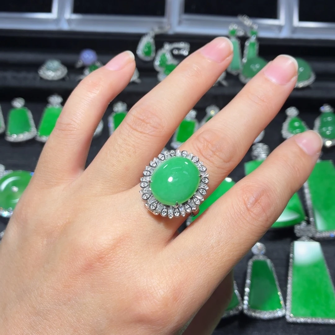 翡翠18K金镶嵌吊坠(不含链)158号