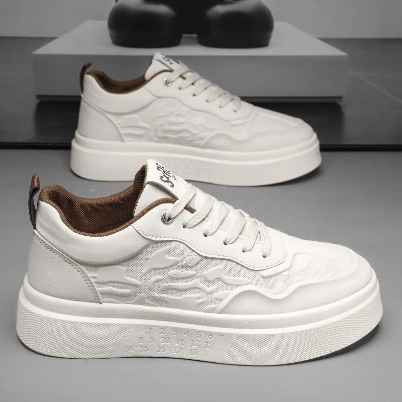 小白鞋男款春夏季透气厚底休闲板鞋百搭白流光风透气厚底男士板鞋